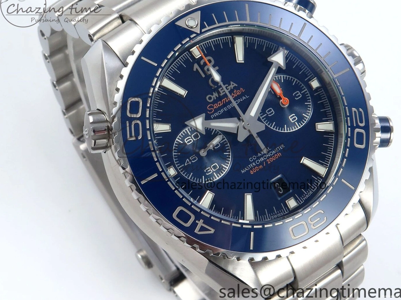 0501 Planet Ocean Master Chronometer 600M 45.5mm SS SCF 1:1 Best Edition Blue Bezel Blue Dial on SS Bracelet A9900 Super Clone Lightweight 7676